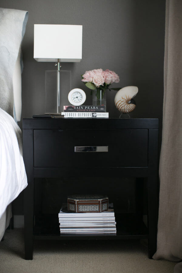 nightstand with accessories