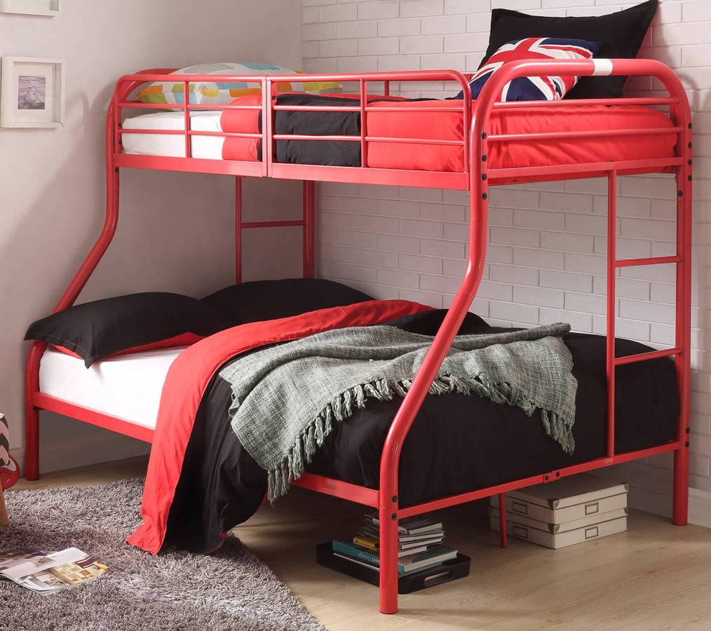 Acme Furniture Tritan Red Metal Twin, Red Metal Bunk Bed