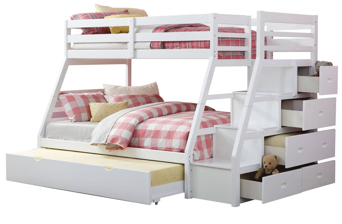 Acme Furniture Jason White Twin Over, White Twin Over Twin Bunk Bed With Storage