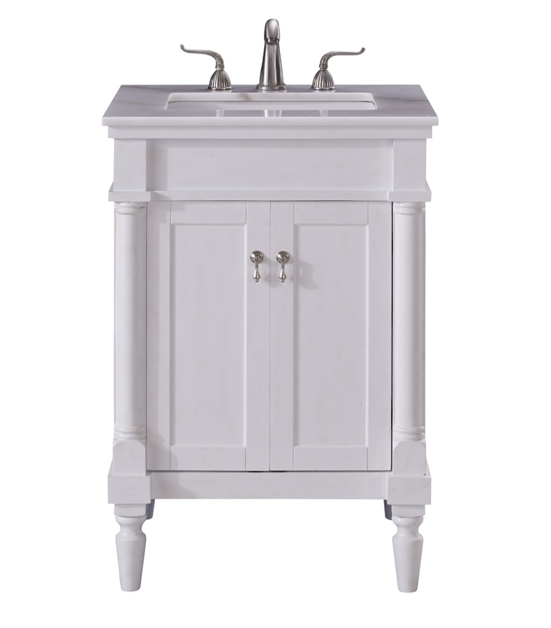 Elegant Lexington 24 Single Bathroom Vanity Set In Antique White Vf13024aw, Single Bathroom Vanity White