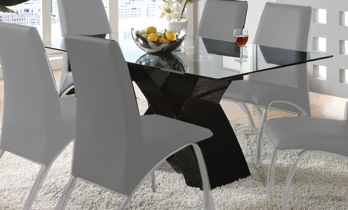 Furniture Of America Wailoa Black Dining Table With Clear Glass Top The Classy Home