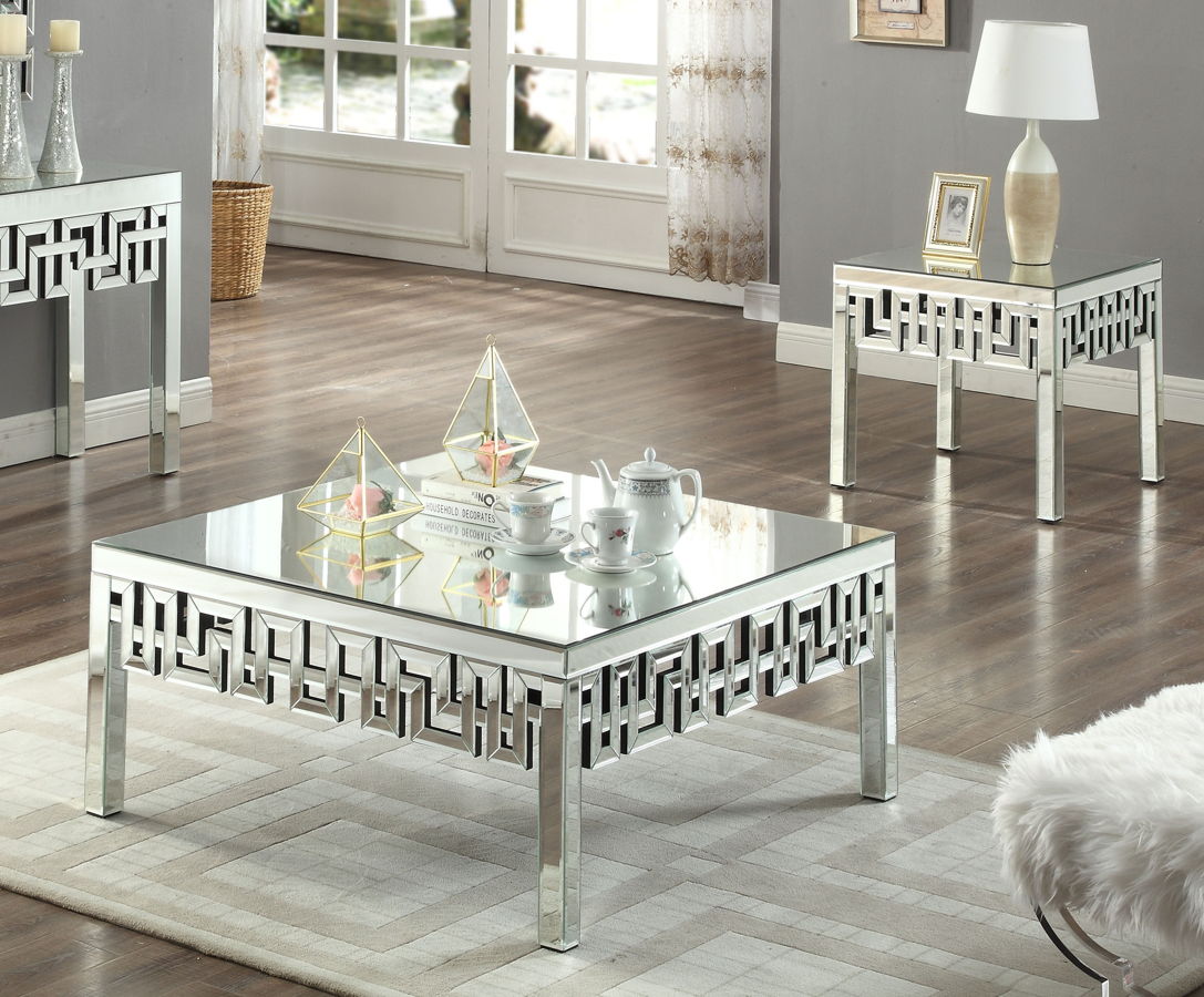 Meridian Furniture Aria Mirrored 3pc Coffee Table Set The Classy Home