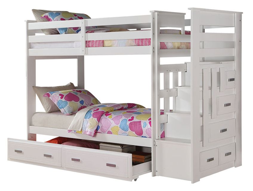 Trundle Twin Over Bunk Bed, Acme Freya Loft Bed With Bookcase Ladder