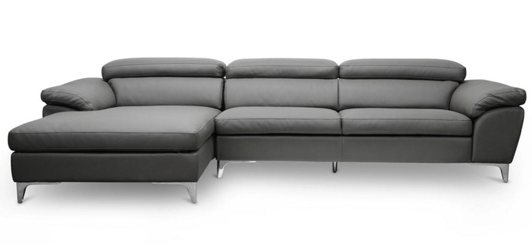 Baxton Studio Voight Dark Grey Faux, Grey Faux Leather Sectional Sofa