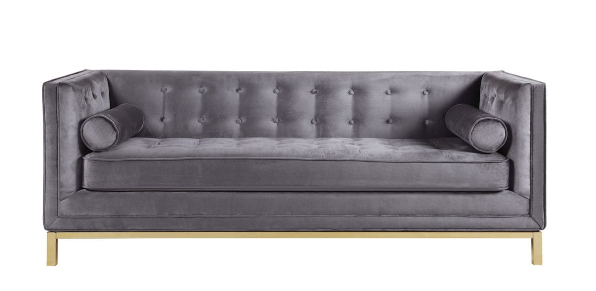 Chic Home Dafna Modern Grey Velvet, Tufted Grey Sofa