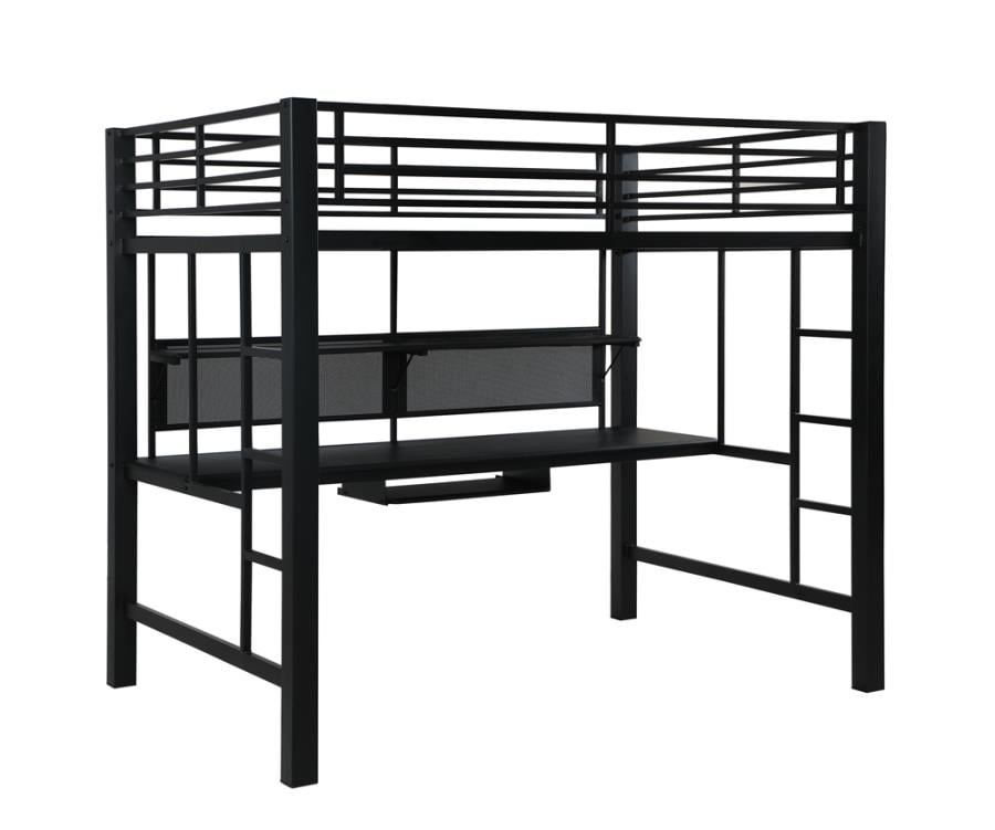 Coaster Furniture Avalon Black Metal, Coaster Furniture Bunks Full Metal Workstation Loft Bed