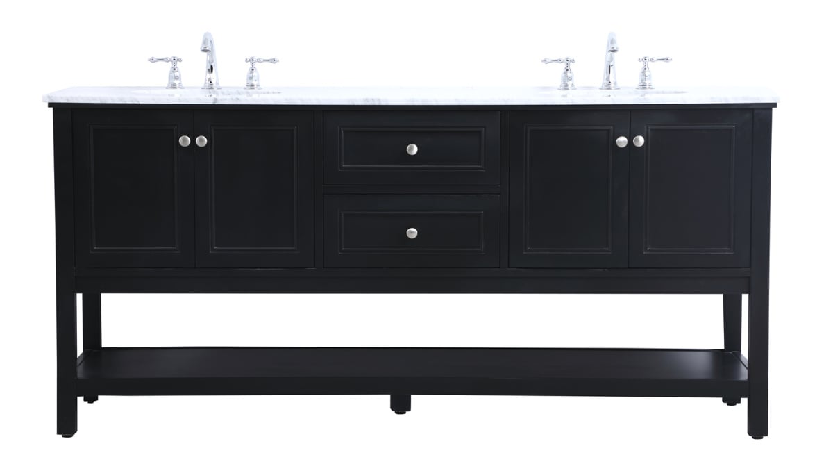 Elegant Decor Metropolis Black 72 Inch, 72 Inch Bathroom Vanity Double Sink Black