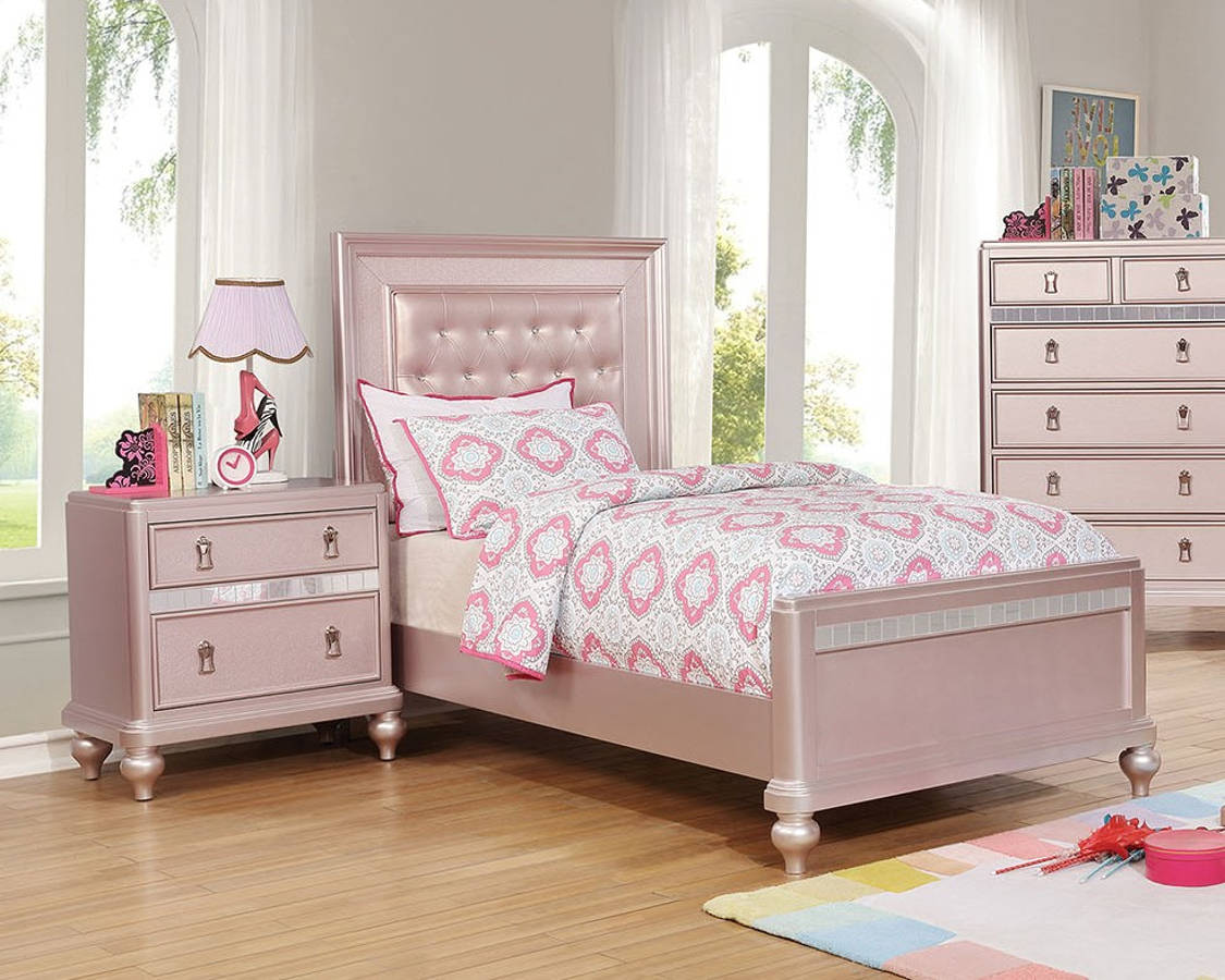 Furniture Of America Ariston Rose Pink, Pink Tufted Twin Bed