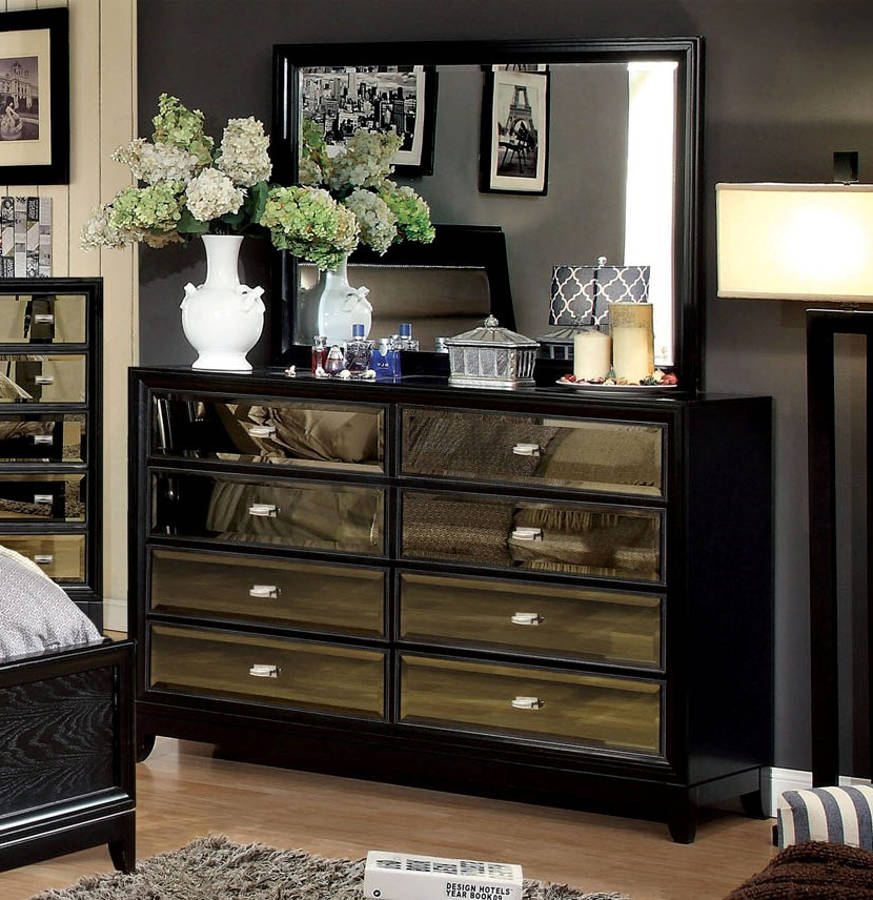 Furniture Of America Golva Black Mirror, Black Mirror On Dresser