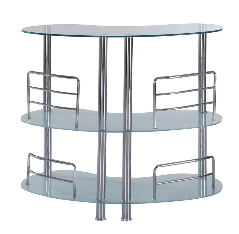 Froth Metal Glass Half Round Bar Table, Half Round Bar Table