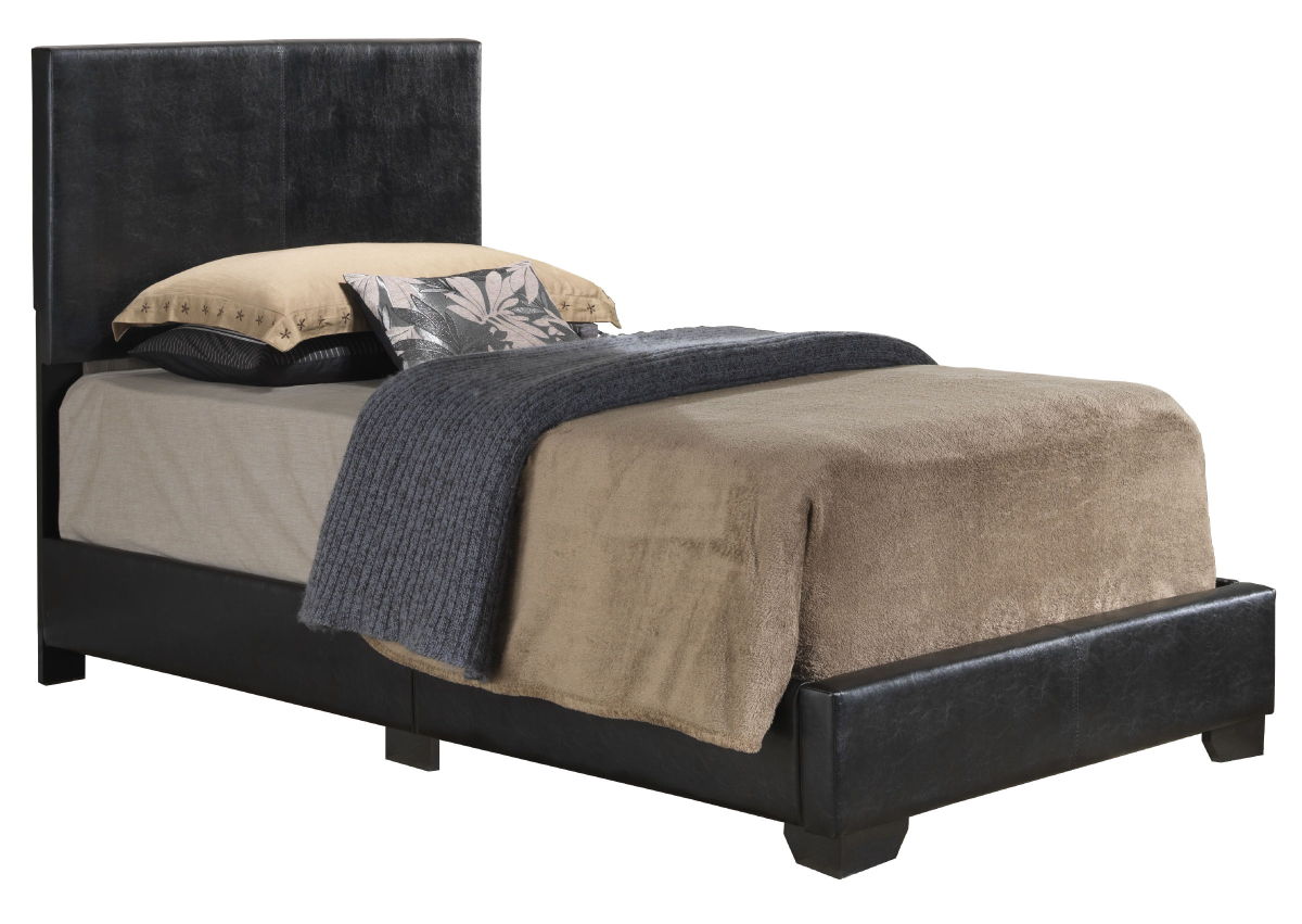Glory Furniture Aaron Black Faux, Black Leather Twin Bed