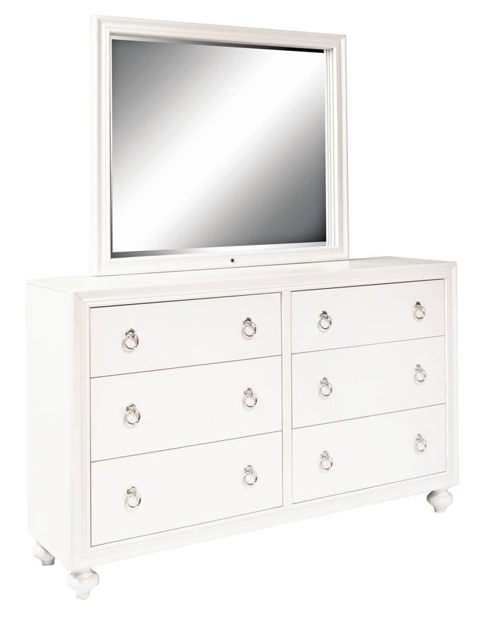 Samuel Lawrence Bella White 6 Drawer, White Dresser With Mirror And Lights