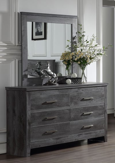 Acme Furniture Vidalia Rustic Gray Oak Dresser and Mirror