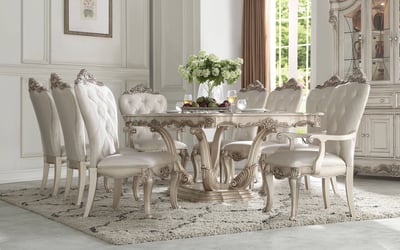 Acme Furniture Gorsedd Golden Ivory Cream 9pc Dining Room Set