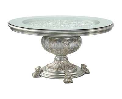 Acme Furniture Sandoval Champagne Pedestal Round Dining Table