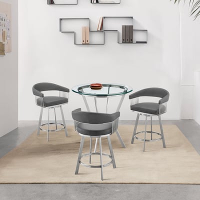Luxur Living Gongla Gray Contemporary 4pc Counter Height Dining Set