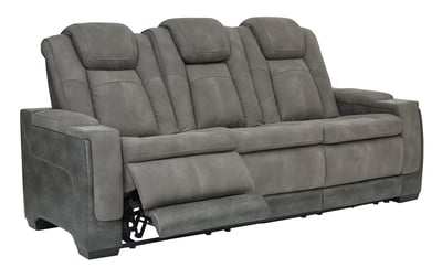 Ashley Furniture Next Gen DuraPella Slate Fabric Power Reclining Sofa With ...
