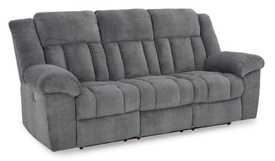 Ashley Furniture Tip Off Slate Power Reclining Sofa With Adjustable Headres...