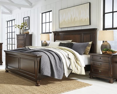 Ashley Furniture Porter Rustic Brown 4pc Bedroom Set With King Panel Bed