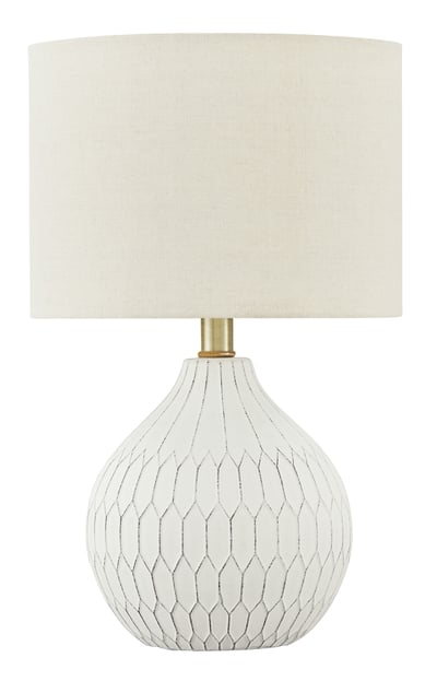 Ashley Furniture Wardmont Contemporary White Ceramic Ceramic Table Lamp