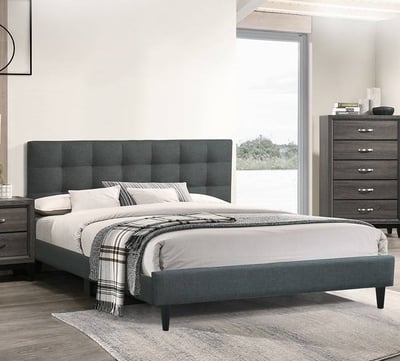 Poundex Contemporary Charcoal Espresso Queen Bed