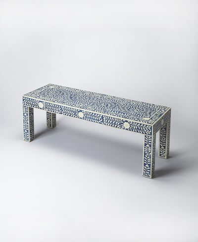Butler Specialty Vivienne Blue Bone Inlay 47.5 Inch Bench