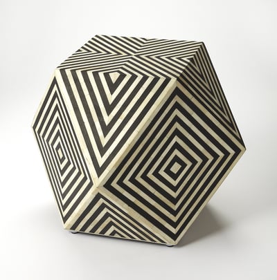 Butler Specialty Zanzibar Black White Bone Inlay Side Table