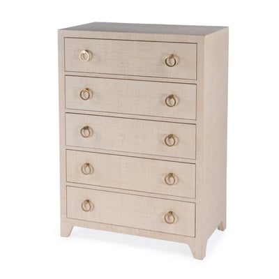 Butler Specialty Bar Harbor Natural 5 Drawer Raffia Chest