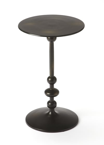 Butler Specialty Zora Black Distressed Iron Pedestal Side Table
