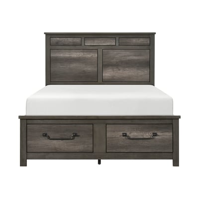 Home Elegance Lenior Gray Queen Platform Bed with Footboard Storage