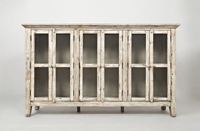 Jofran Furniture Rustic Shores Scrimshaw Cream 70 Inch Accent Cabinet