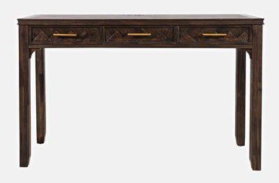 Jofran Furniture Gramercy Dark Brown Chevron 3 Drawer USB Charging Desk
