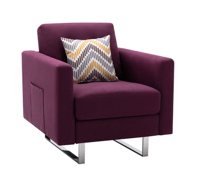 Lilola Home Victoria Purple Linen Fabric Armchair
