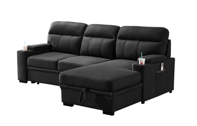 Lilola Home Kaden Black Fabric Sleeper Sectional