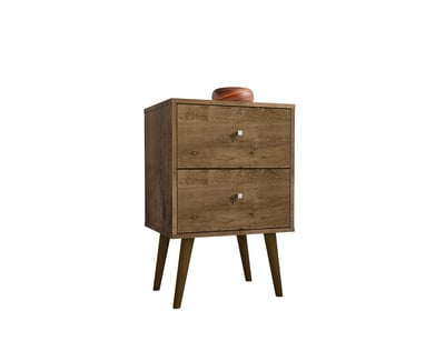 Manhattan Comfort Liberty Rustic Brown 2 Drawers Night Stand 2.0