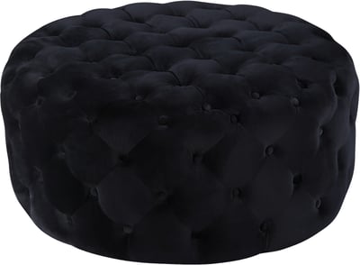 Design Edge Inverell  Black Velvet Ottoman