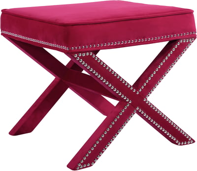 Design Edge Ayr  Pink Velvet Ottoman