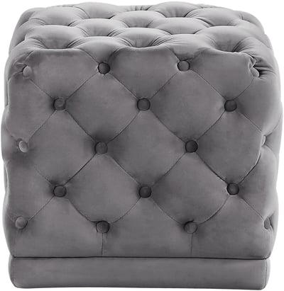 Design Edge Esk  Grey Velvet Ottoman