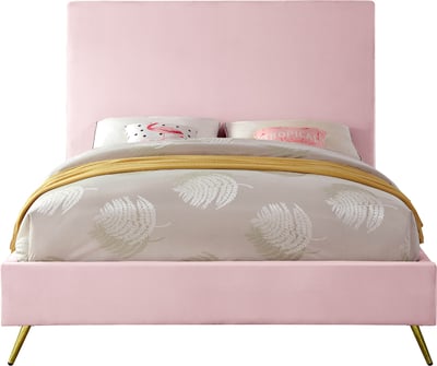 Design Edge Thirlmere  Pink Velvet Queen Bed