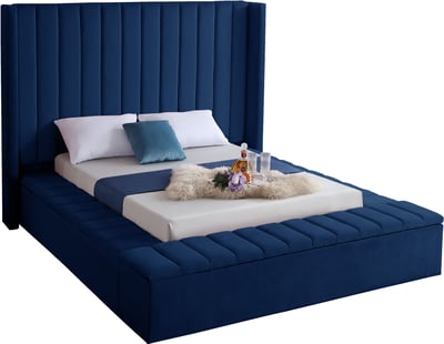Design Edge Ungarie  Navy Velvet King Bed