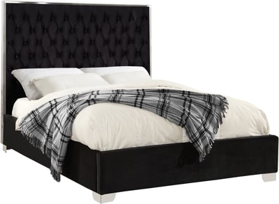 Design Edge Valley Heights  Black Velvet Queen Bed