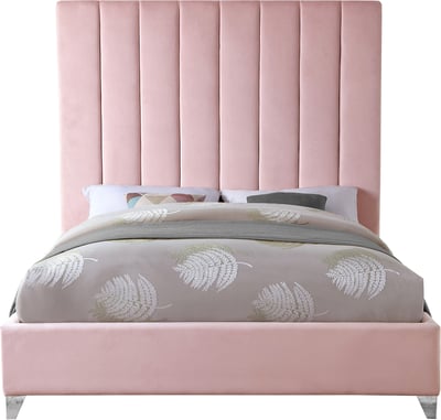Design Edge Hebel  Pink Velvet King Bed