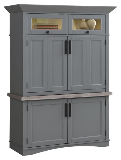 Parker House Americana Modern Grey Workstation with LED Light