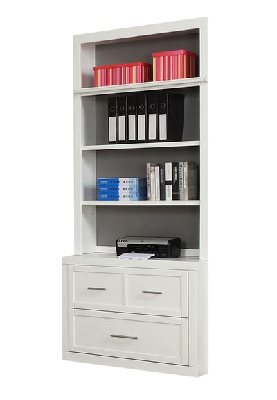 Parker House Catalina White 2pc 40 Inch Lateral File and Hutch