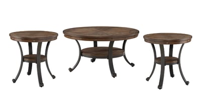 Powell Furniture Franklin Umber Brown 3pc Coffee Table Set