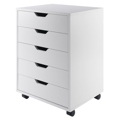Winsome Halifax White Wood 5 Drawers Mobile Cabinet