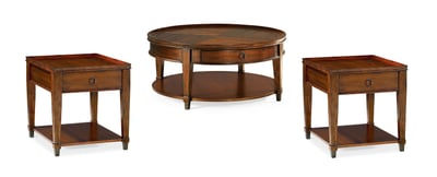Hammary Sunset Valley Mahogany Mocha Round 3pc Coffee Table Set