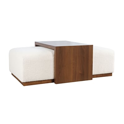 Jofran Furniture Hudson Ivory Sliding Ottoman with Caster Wheels and Coffee...