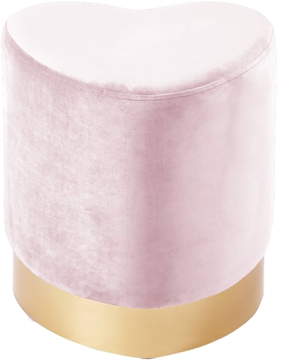Meridian Furniture Heart Pink Velvet Ottoman Stool