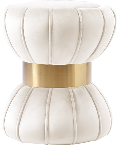 Meridian Furniture Vino Cream Velvet Ottoman